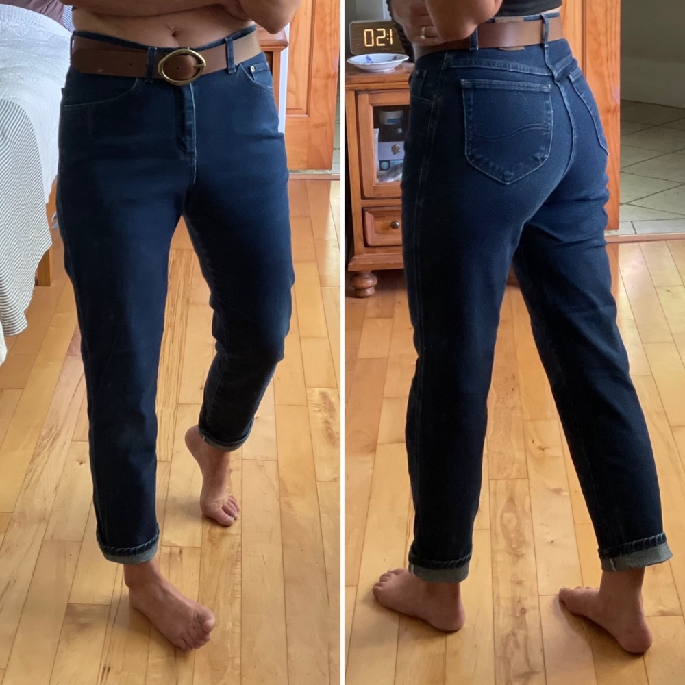 Vintage 90s Lee Dark Rinse High Rise Straight Leg Jeans Size 8S